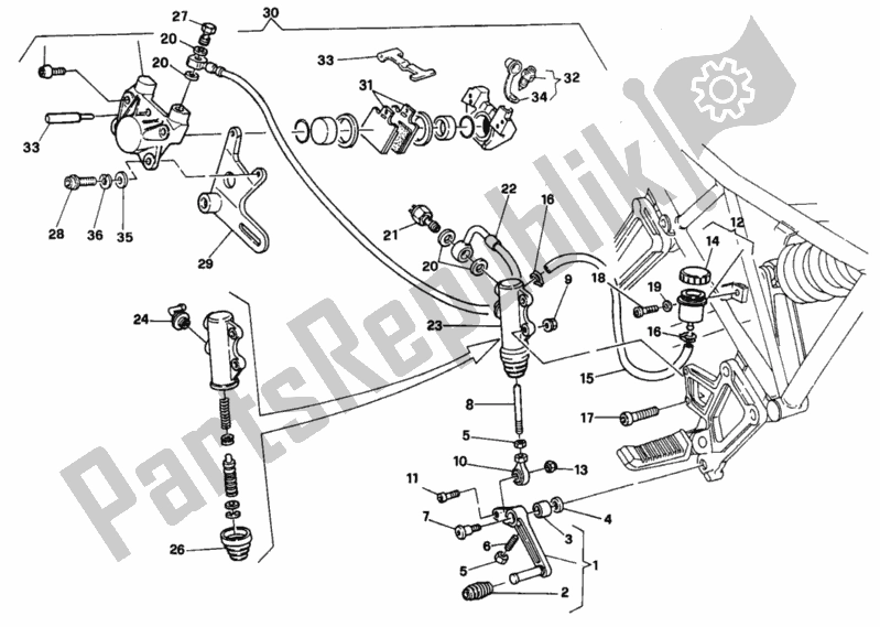 Tutte le parti per il Impianto Frenante Posteriore F. M 001364 del Ducati Supersport 750 SS 1997
